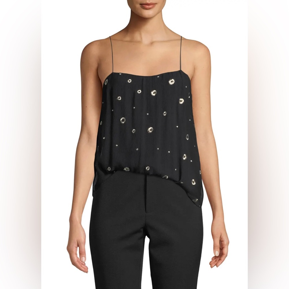 Vince Metallic Embroidery Silk Cami